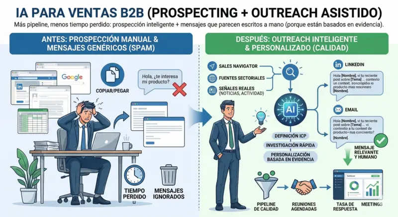 Ilustración de IA aplicada a ventas B2B